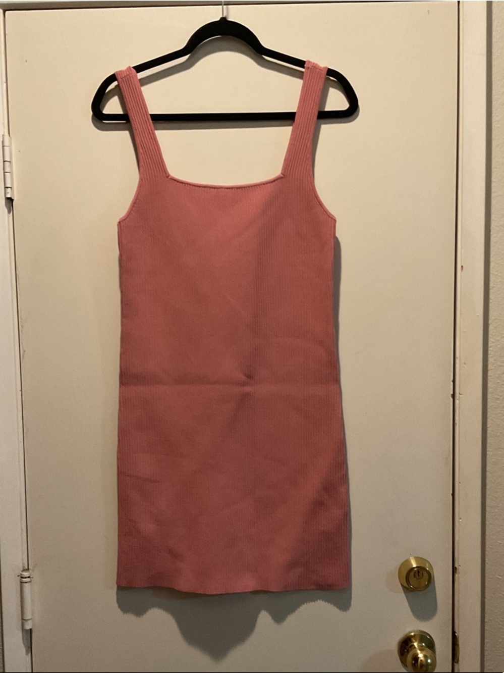 Forever 21 Dusty Rose Ribbed Square Neck Mini Dress